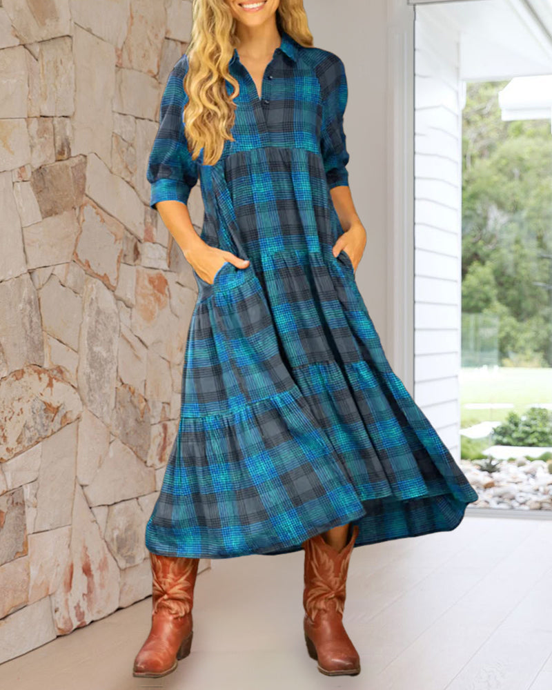 Classic Plaid Short Sleeve Dress