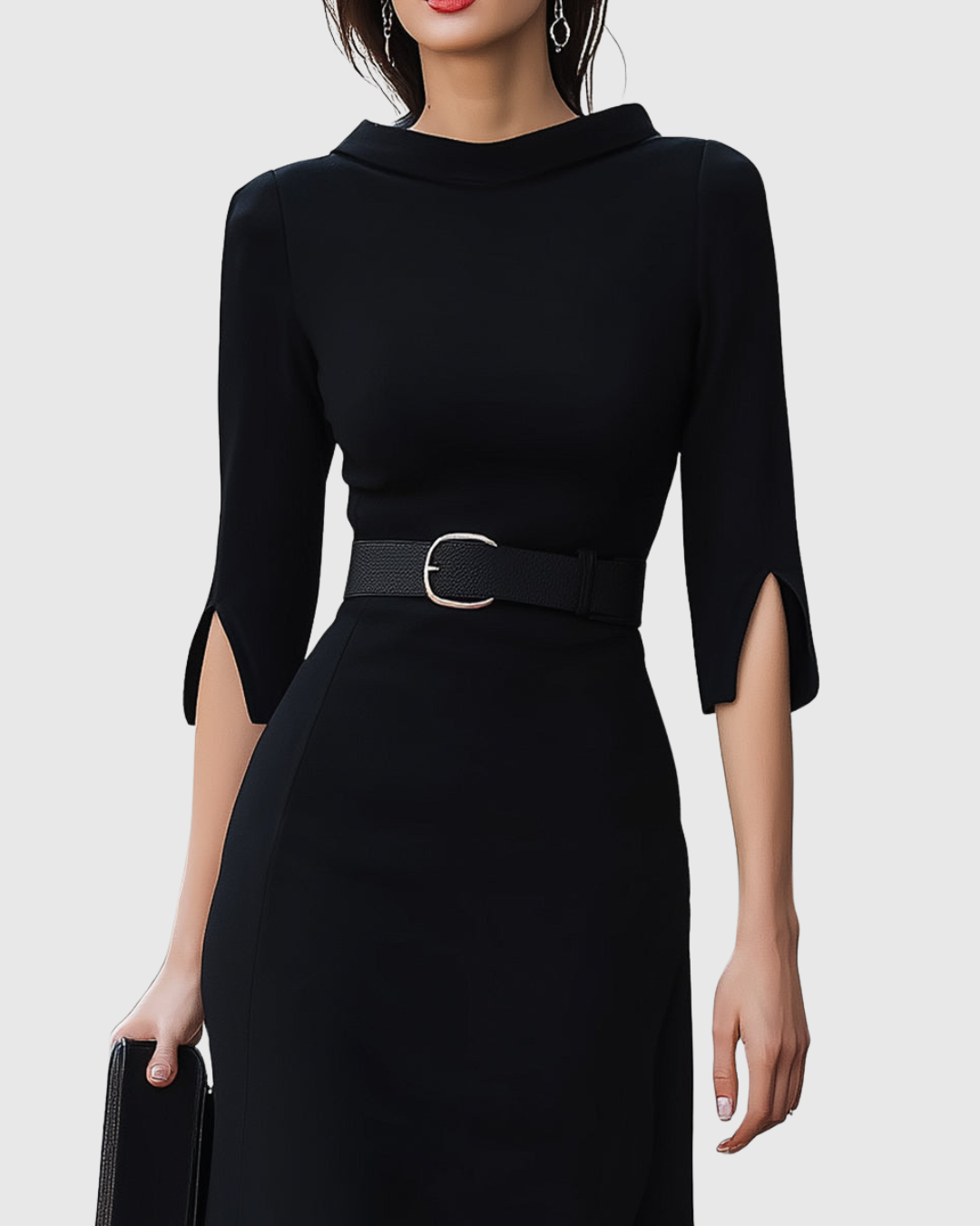 Ladies Classic Waist Belted Dress