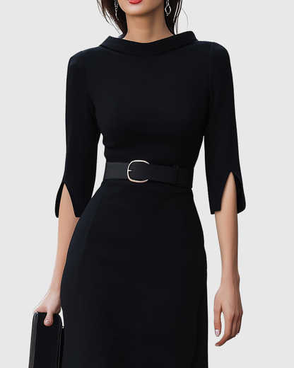 Ladies Classic Waist Belted Dress