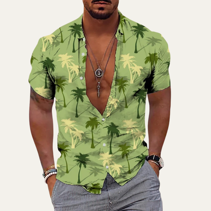 Men's Hawaiian Shirt Soft Coconut Print Tropical Beach