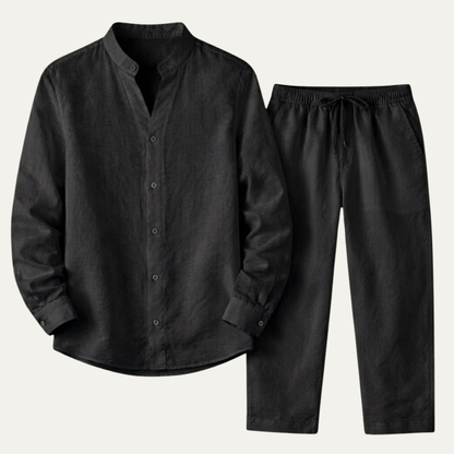 Men's Cotton Linen Shirt Pants Set