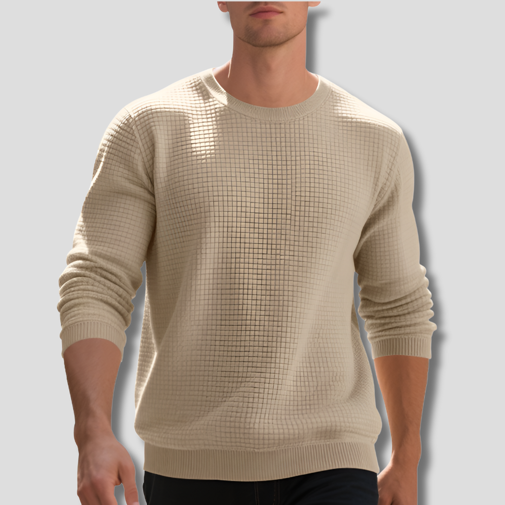 Men's Waffle Knit Sweater Comfortable - VibreMode