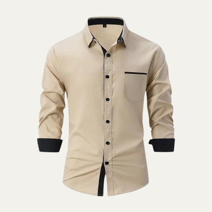 Men's Contrast Trim Button Up Shirt