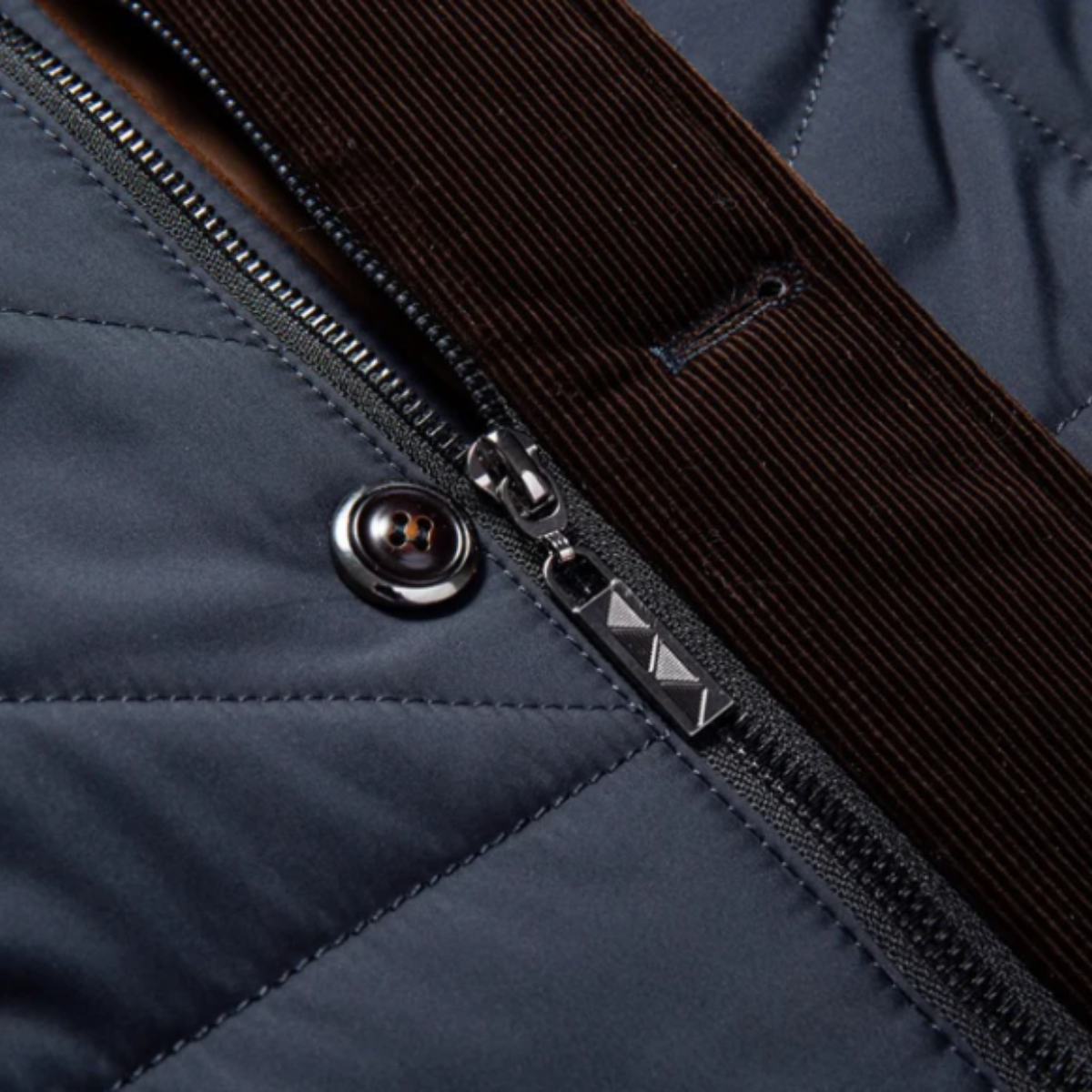 Men's Quilted Winter Jacket Padded Velvet Collar