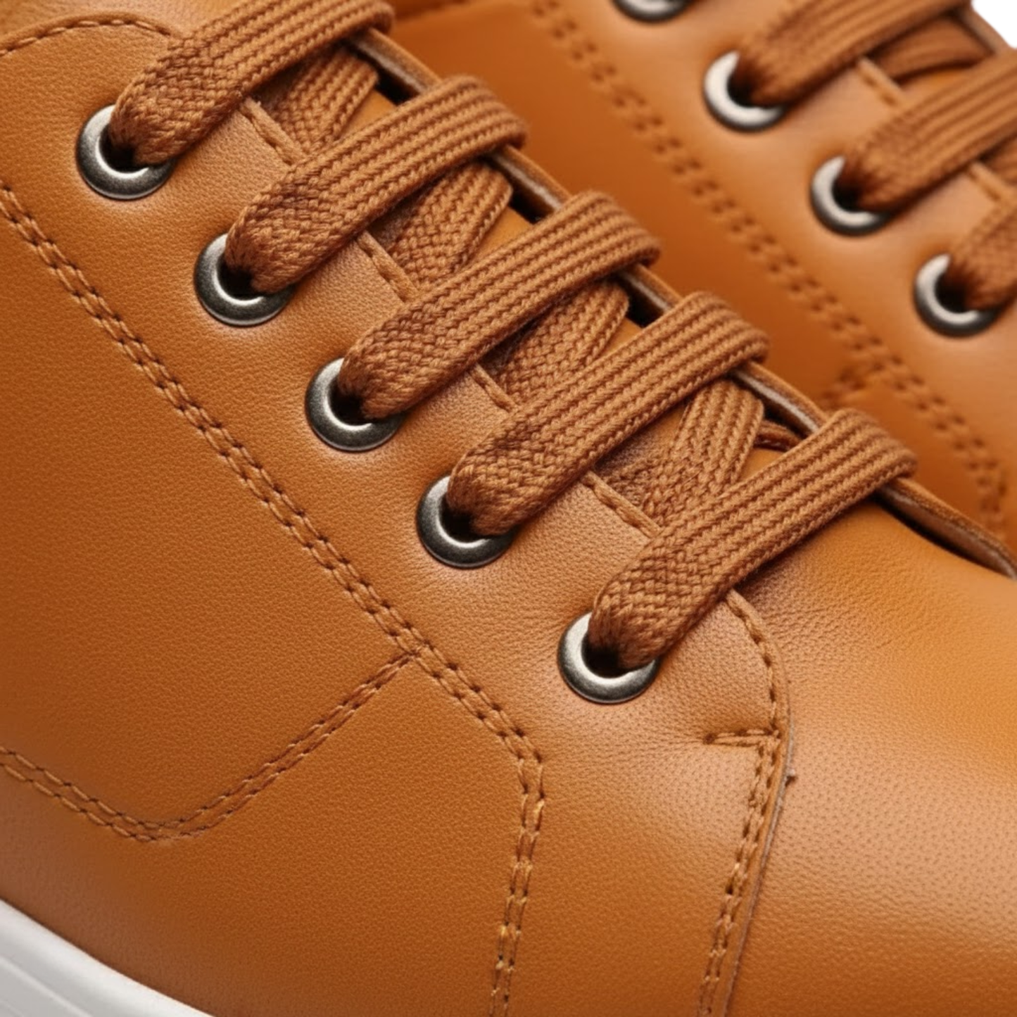 Comfortable Men's Leather Lace Up Sneakers