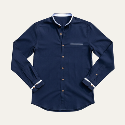Men's Business Button Up Shirt Standing Collar White