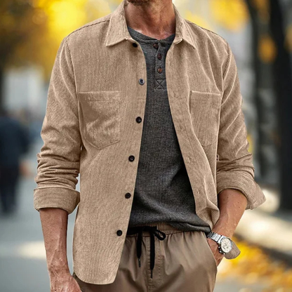Men's Corduroy Shirt Jacket Lightweight Button Up
