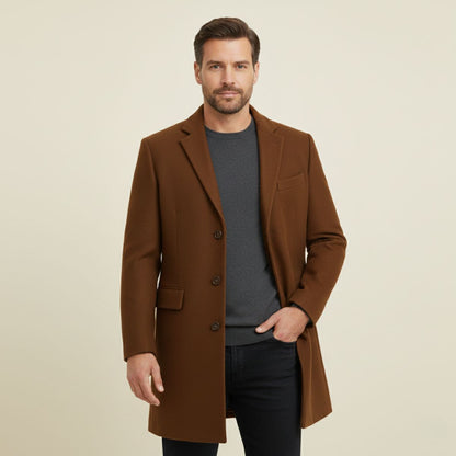 Men's Wool Blend Overcoat Single Breasted