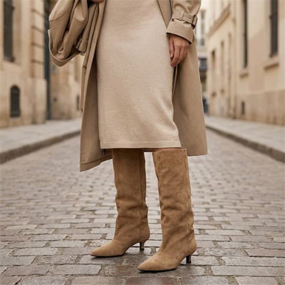 Knee High Boots Kitten Heel Pointed Toe Women