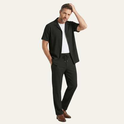 Men's Linen Two Piece Set Lightweight Shirt Pants