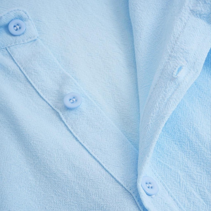 Men's Linen Button Up Shirt Casual Light Blue