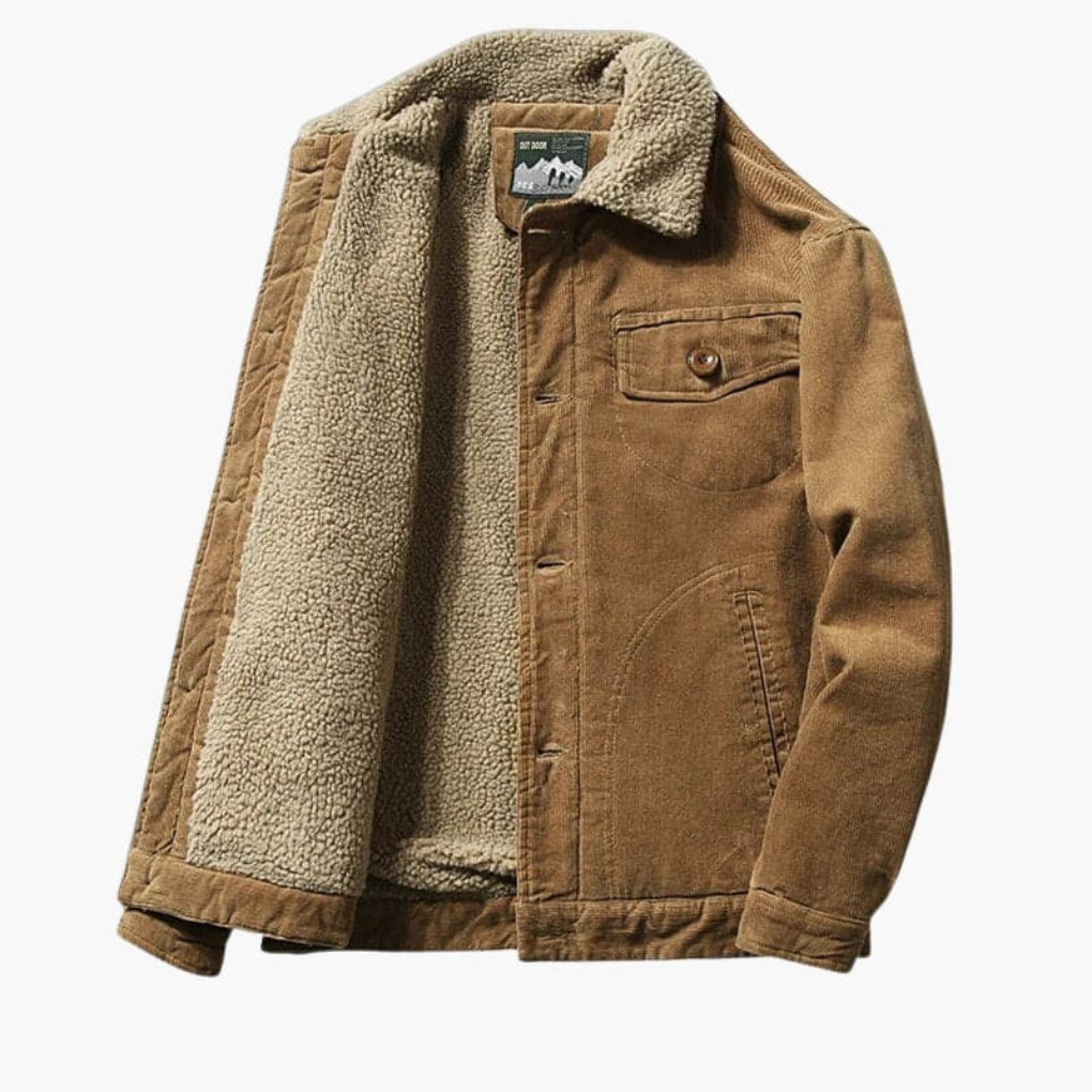 Men's Corduroy Jacket Sherpa Lining Button Closure