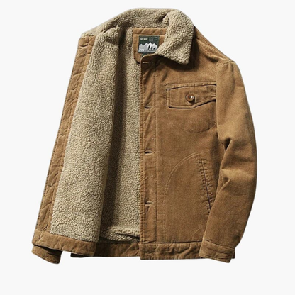 Men's Corduroy Jacket Sherpa Lining Button Closure