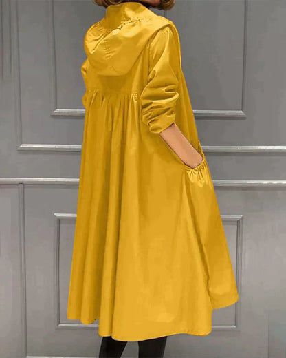 Women's Waterproof Raincoat Long Zip Jacket