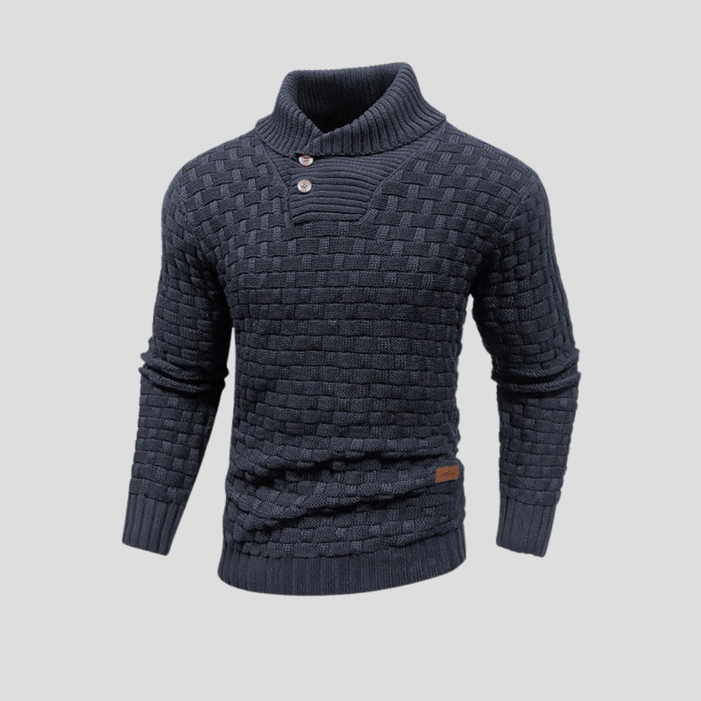 Men's Button-Up Half-Collar Sweater