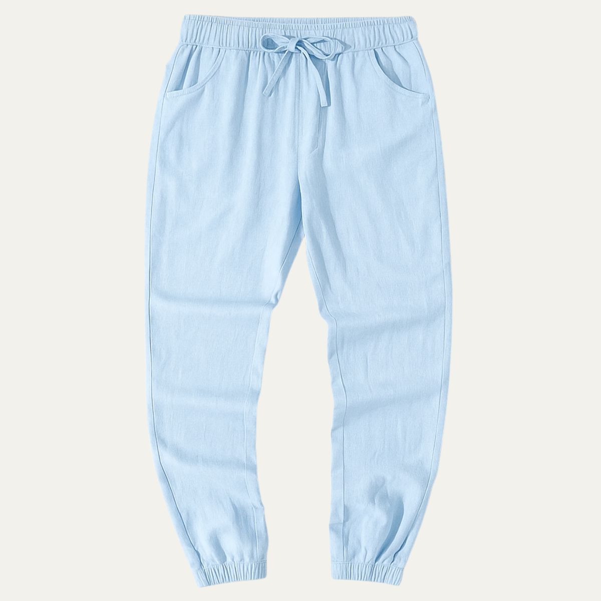 Men's Linen Jogger Pants Lightweight Beige