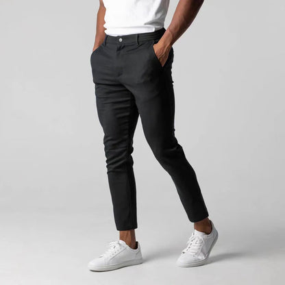 Men's Slim Leg Trousers Button Waist - VibreMode