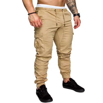 Men's Cargo Joggers Multi-Pocket Cotton Black - VibreMode