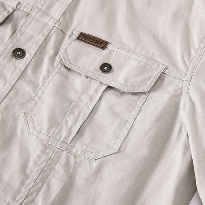 Men's Cotton Cargo Shirt Casual Button Up