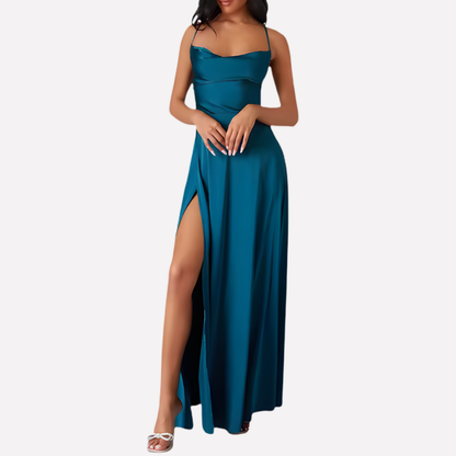 Women's Backless Maxi Dress High Side Slit