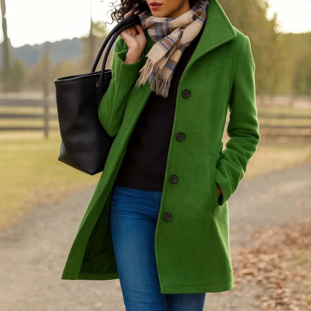 Warm Ladies Long Button Coat