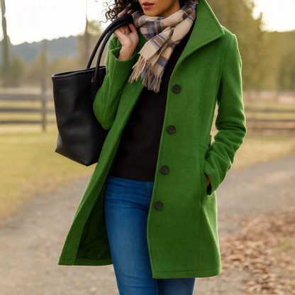 Warm Ladies Long Button Coat