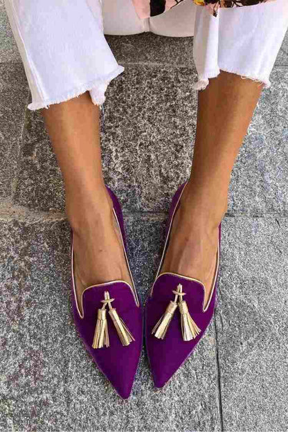 Women's Pointed Loafers Tassel Detail