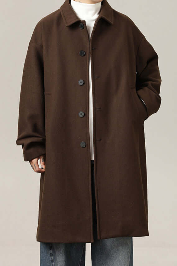 Men's Wool Overcoat Classic Oversized Warm Grey - VibreMode