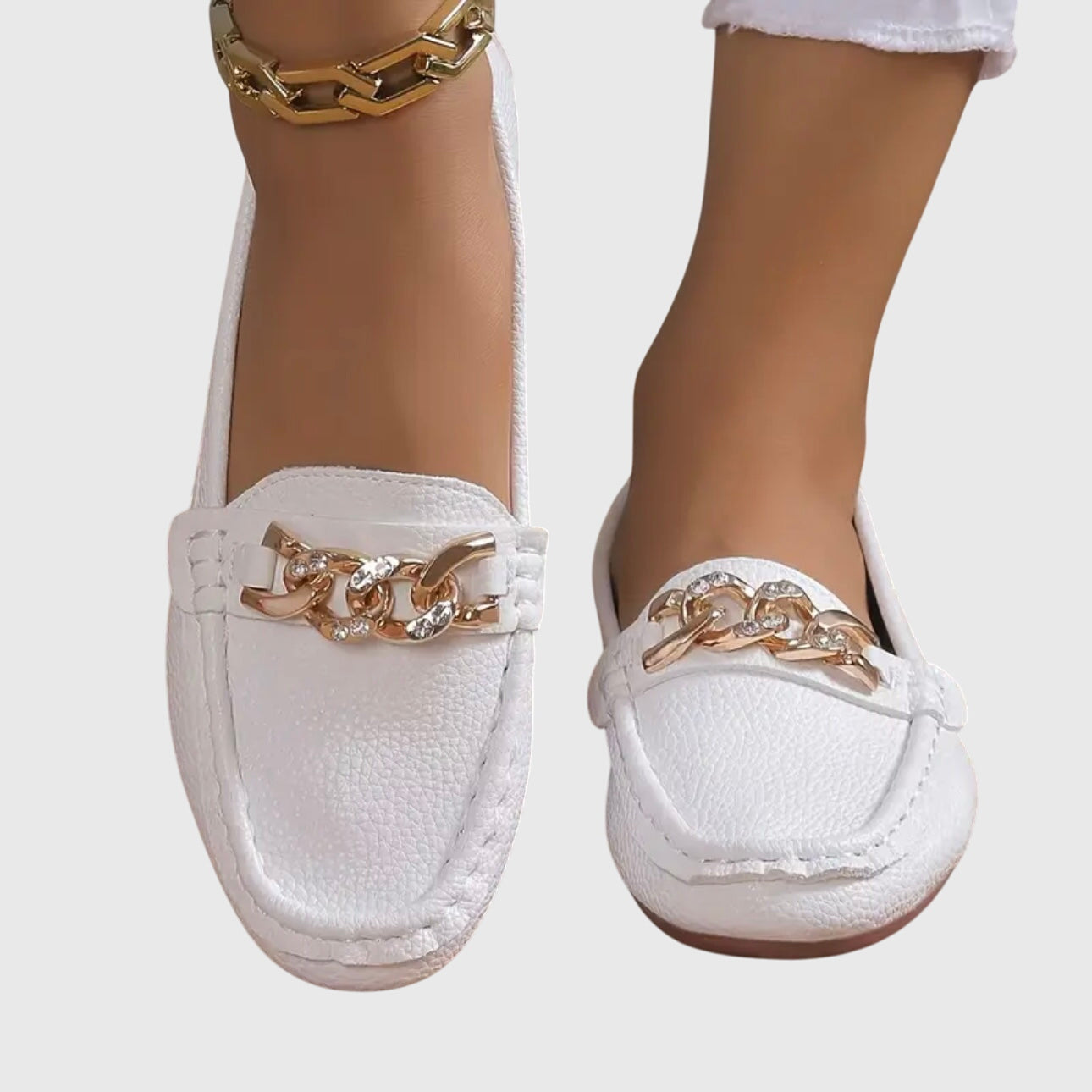 Comfortable Women's Slip On Loafers with Metallic Accent