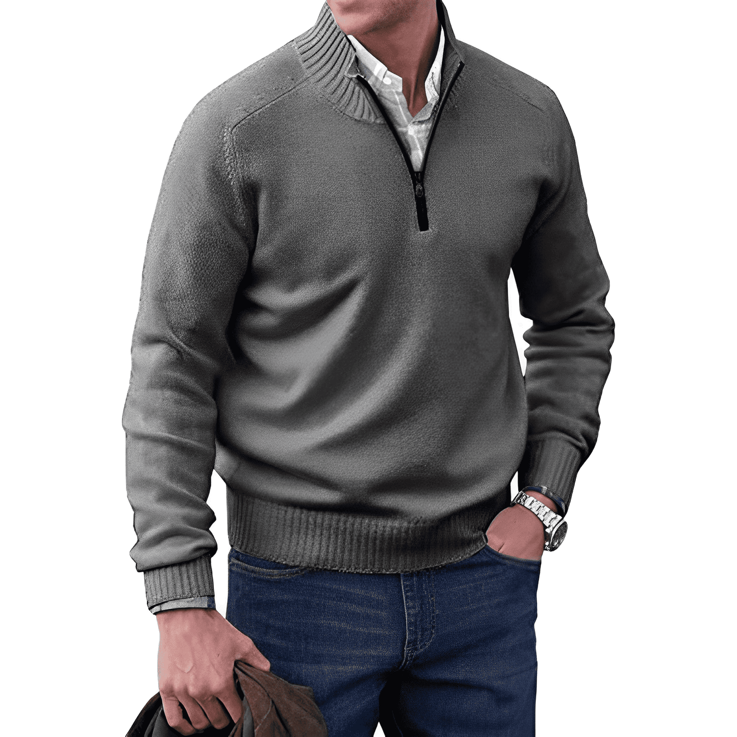 Elegant Cashmere Sweater Autumn Zipper