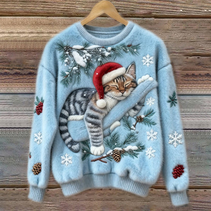 Women's Kitten Graphic Sweater 3D Effect
