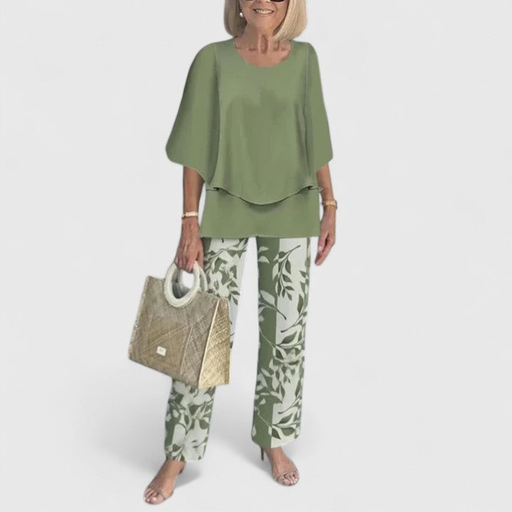 Fashionable 2 Piece Printed Pantsuit for Women