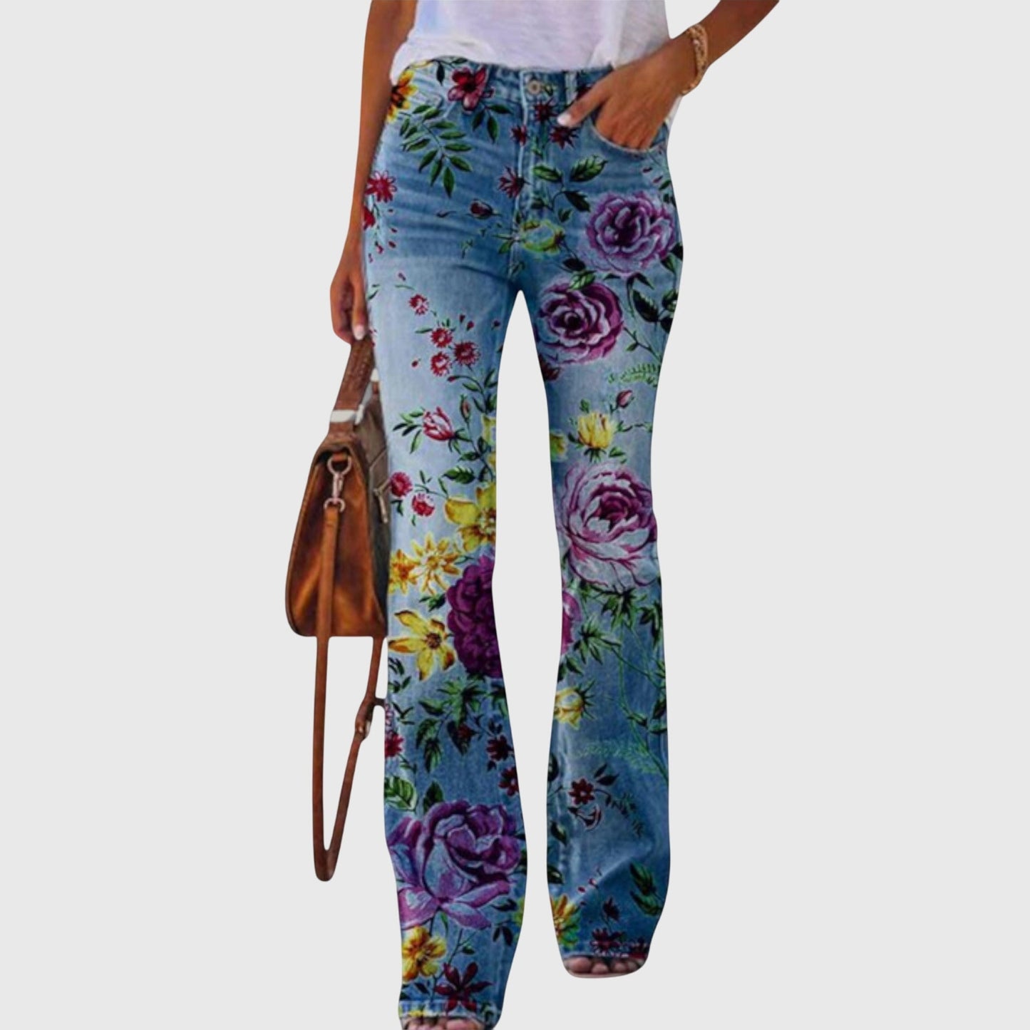 Women's Slim Fit Floral Pattern Jeans