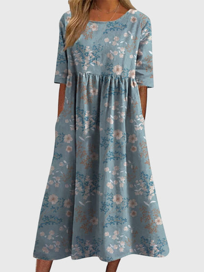 Classic Floral Midi Dress for Women