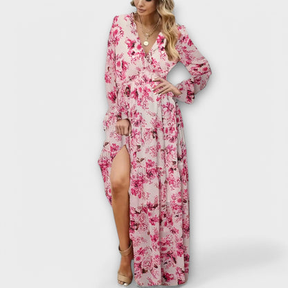 Lovely Floral Long Sleeve Maxi Dress
