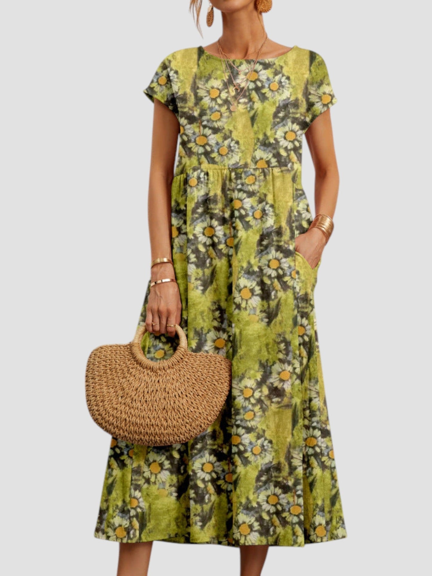 Women's Midi Floral Print Casual Dress