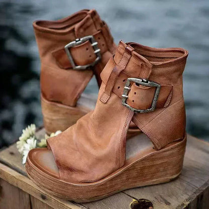 Ankle Strap Wedge Sandals in Chic Bohemian Style
