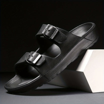 Men's Double Buckle Leather Sandal - VibreMode