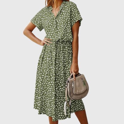 Colorful Front Button Midi Dress