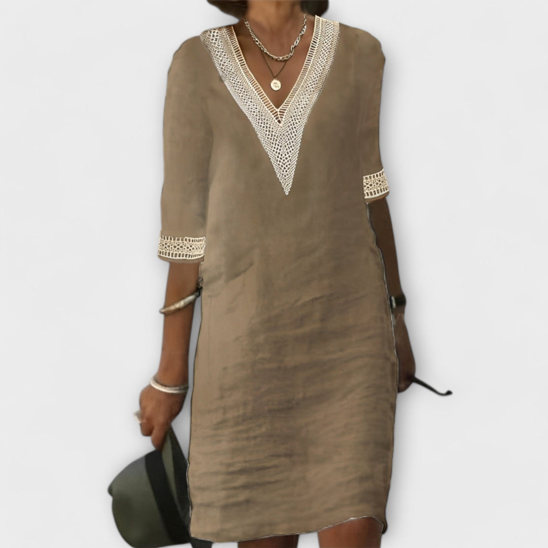 Women's V-Neck Crochet Dress