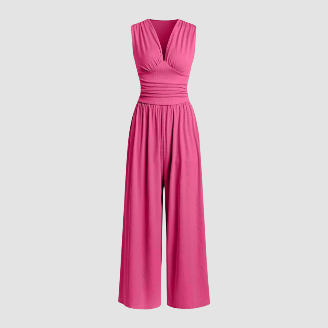 Women's V Neck Wide Leg Jumpsuit