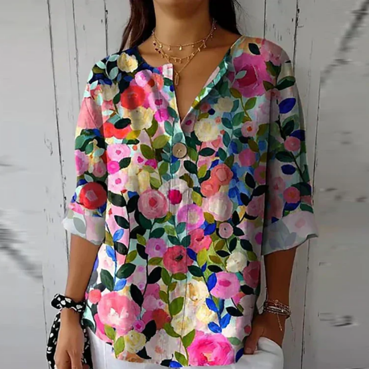 Women's V-Neck Blouse Loose Fit