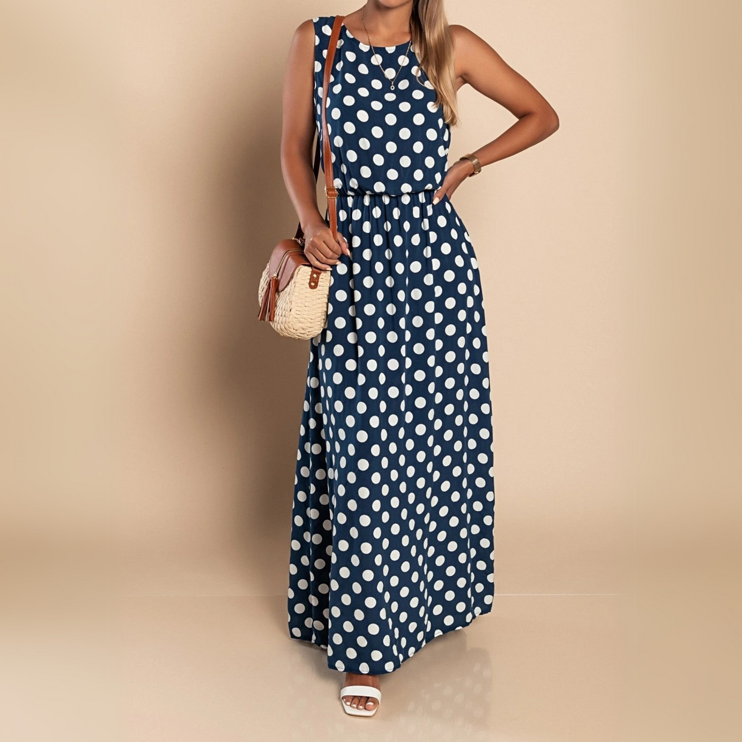 Women's Polka Dot Maxi Dress
