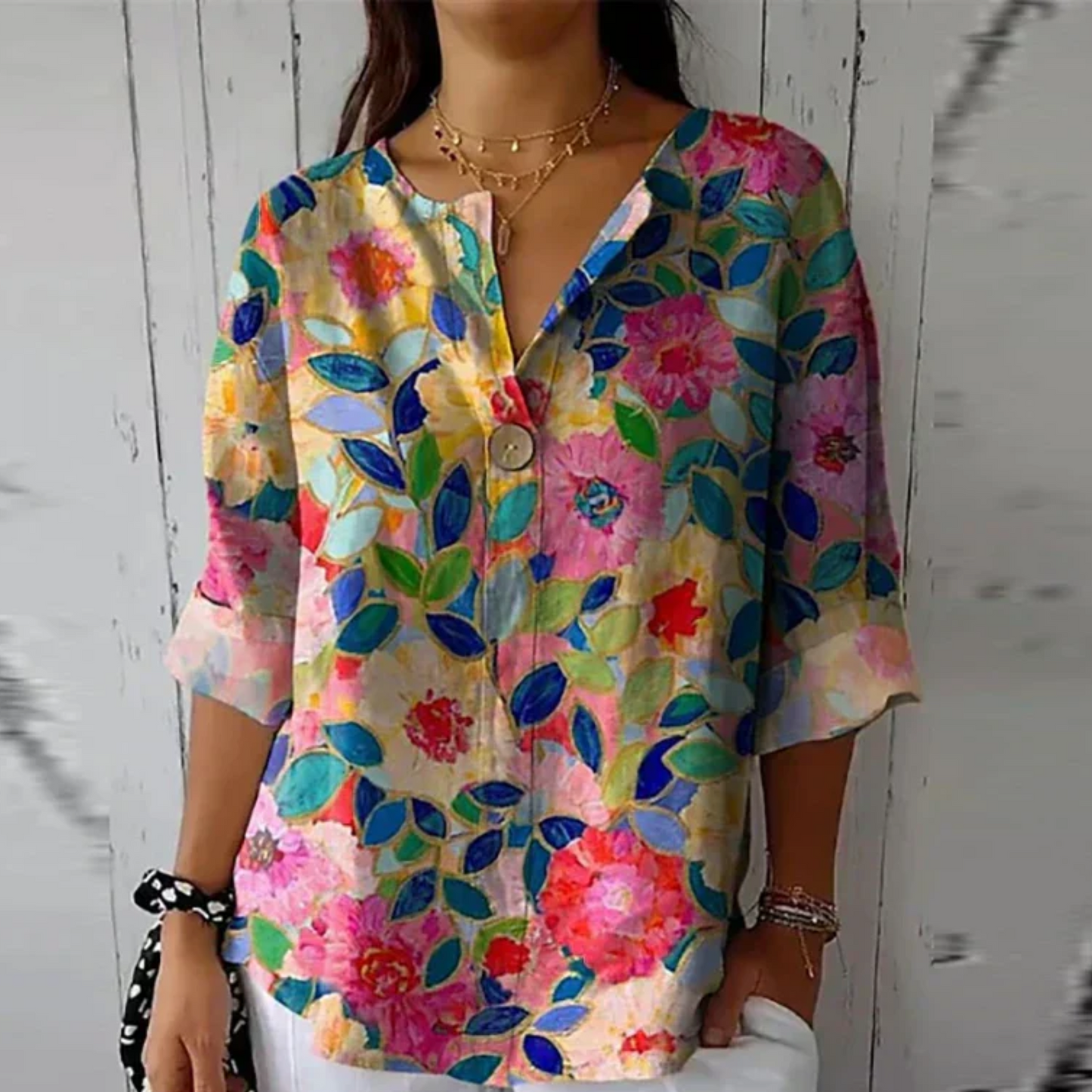 Women's V-Neck Blouse Loose Fit