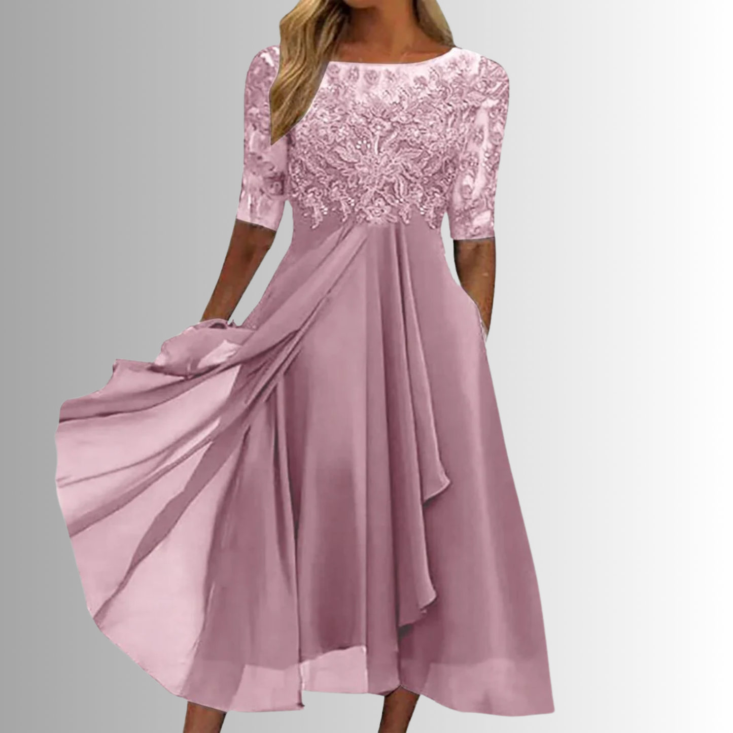 Women's Lace Midi Dress Flowy Skirt