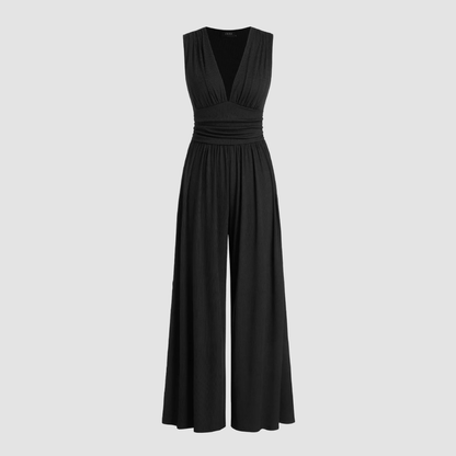 Women's V Neck Wide Leg Jumpsuit
