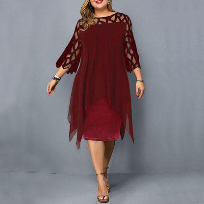 Women's 3/4 Sleeve A-Line Midi Dress
