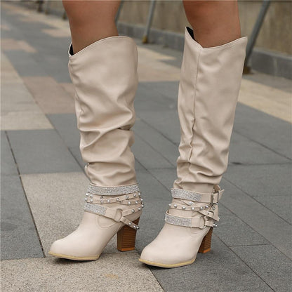 Women's Mid-Calf Boots Buckle Closure
