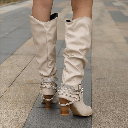 Women's Slouchy Block Heel Knee-High Boots