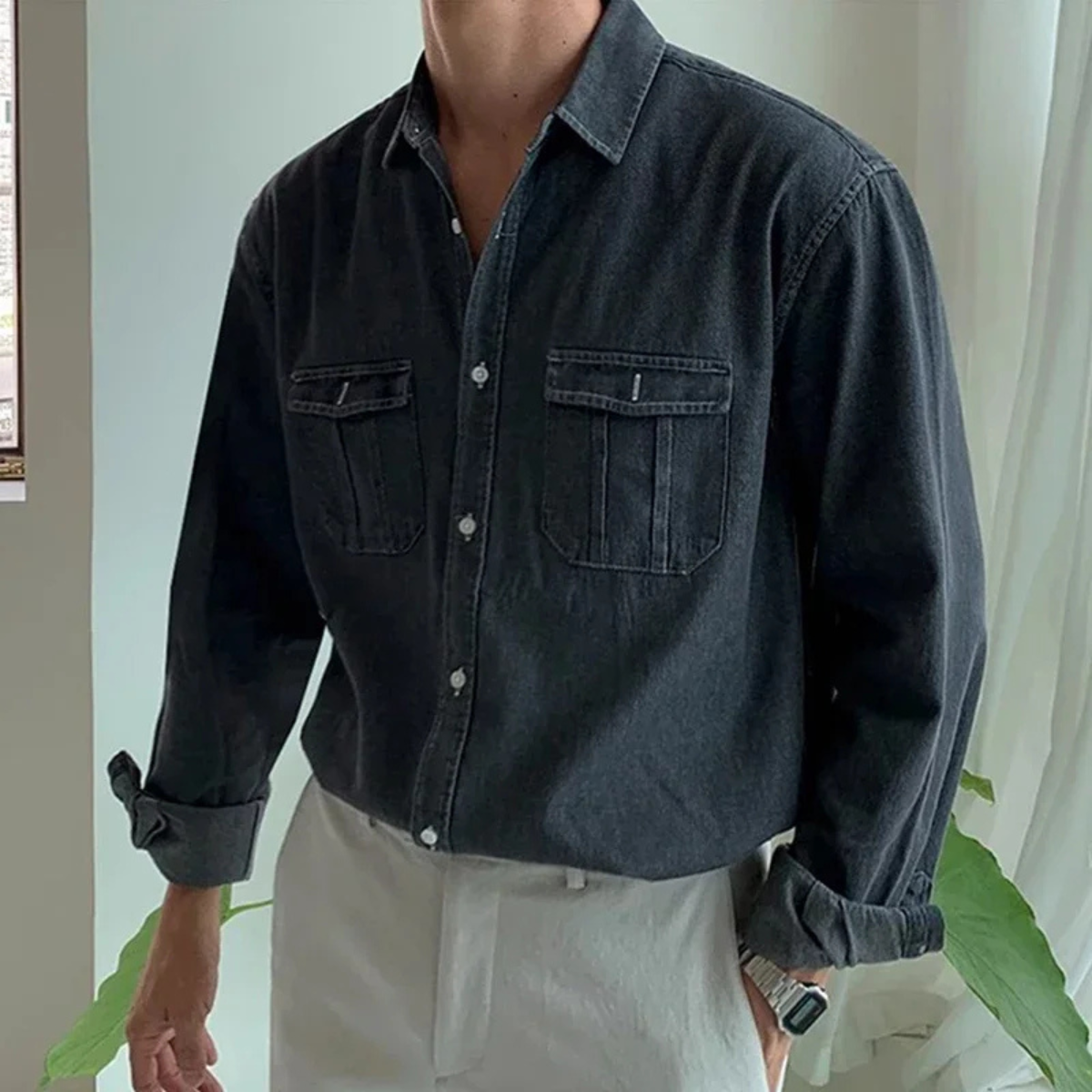 Men's Classic Denim Button Down Shirt